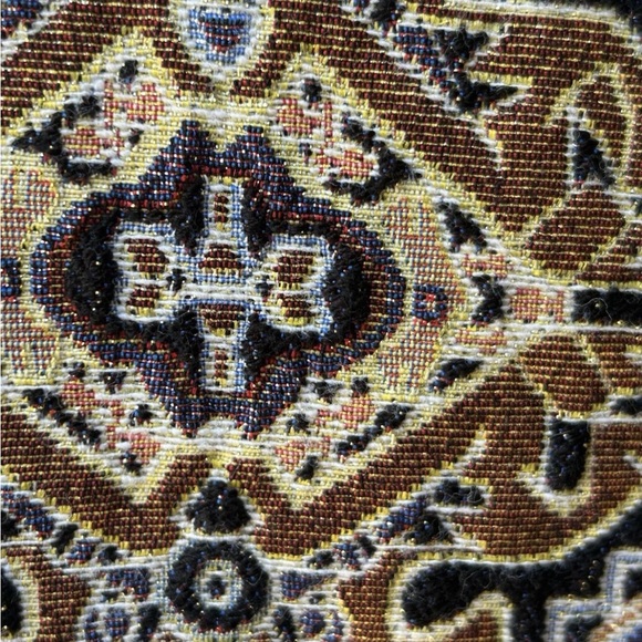 Chico's Tapestry Jacket Size 1(M) Black Brown Multi Metallic Accents Fringe EC - Picture 8 of 15